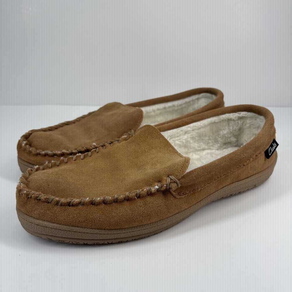 Clarks Bruno Men's 10M Brown Suede Faux Fur Venetian Moc‎ Slipper Indoor GF2448M